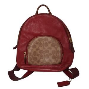 Coach 657 Carrie 23 Backpack Signature Colorblock Tan Red Apple Multi